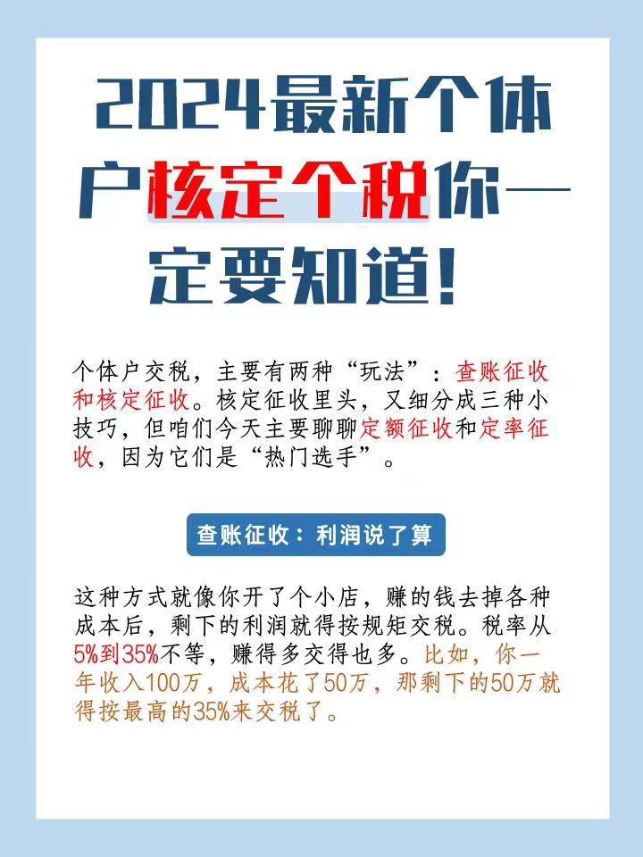 抚州2024最新个体户核定个税你一定要知道！